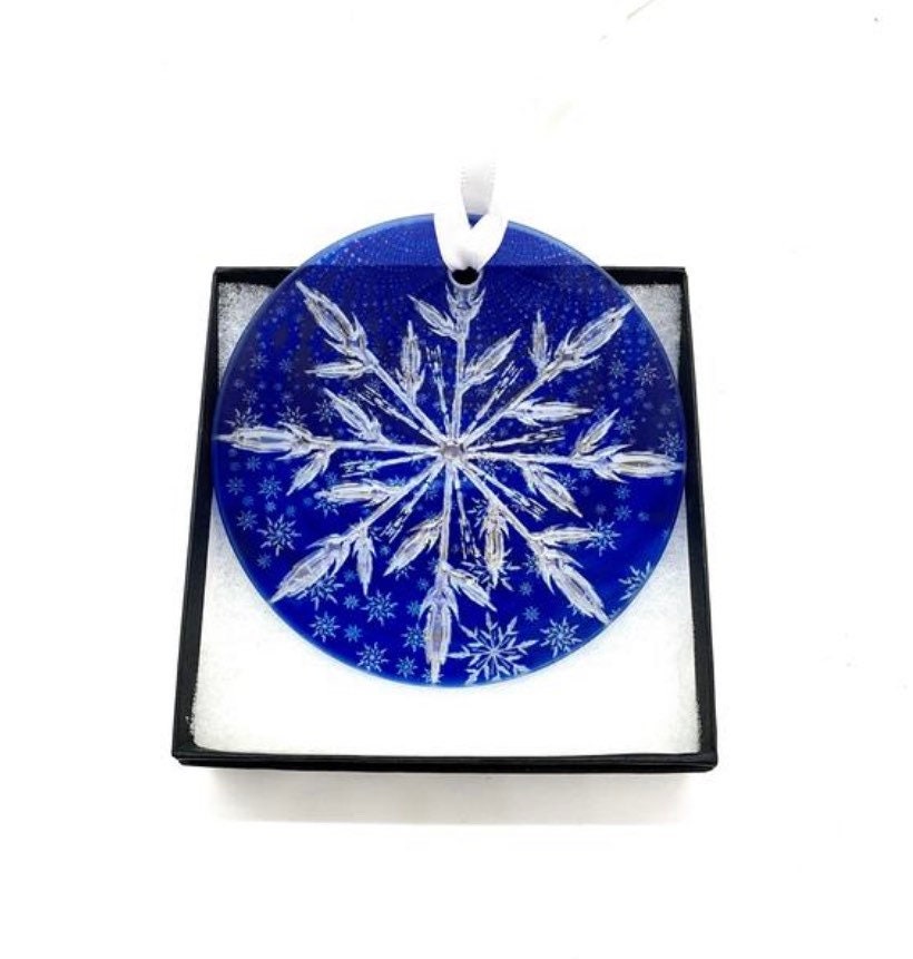 Blue Snowflake Glass Ornament