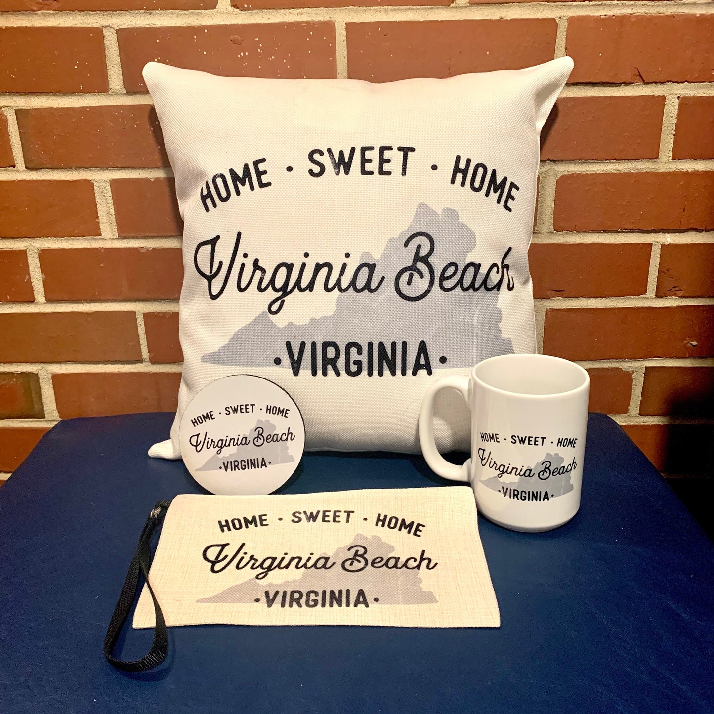 Virginia Beach Home Sweet Home Rubber Drink Coaster, set of 4