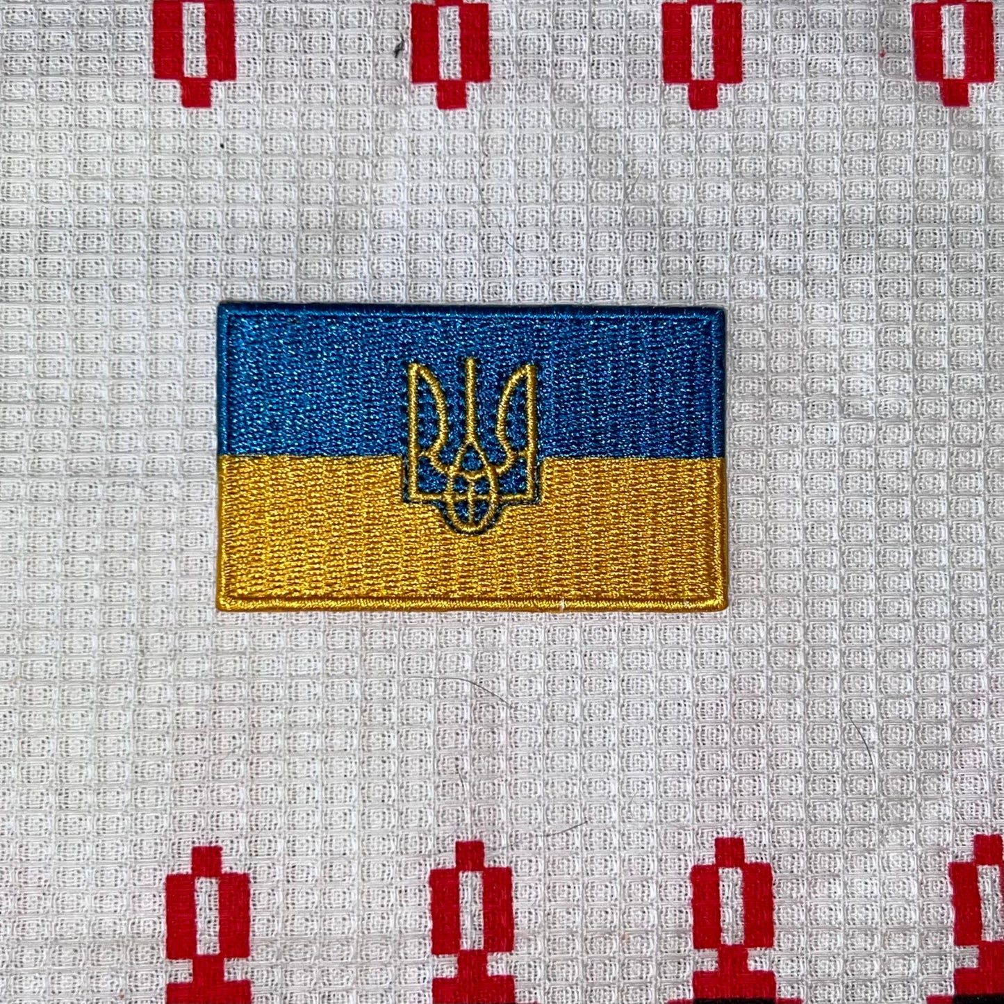 Ukrainian Flag with Tryzub symbol light - Sew-On Patch || Hook & Loop