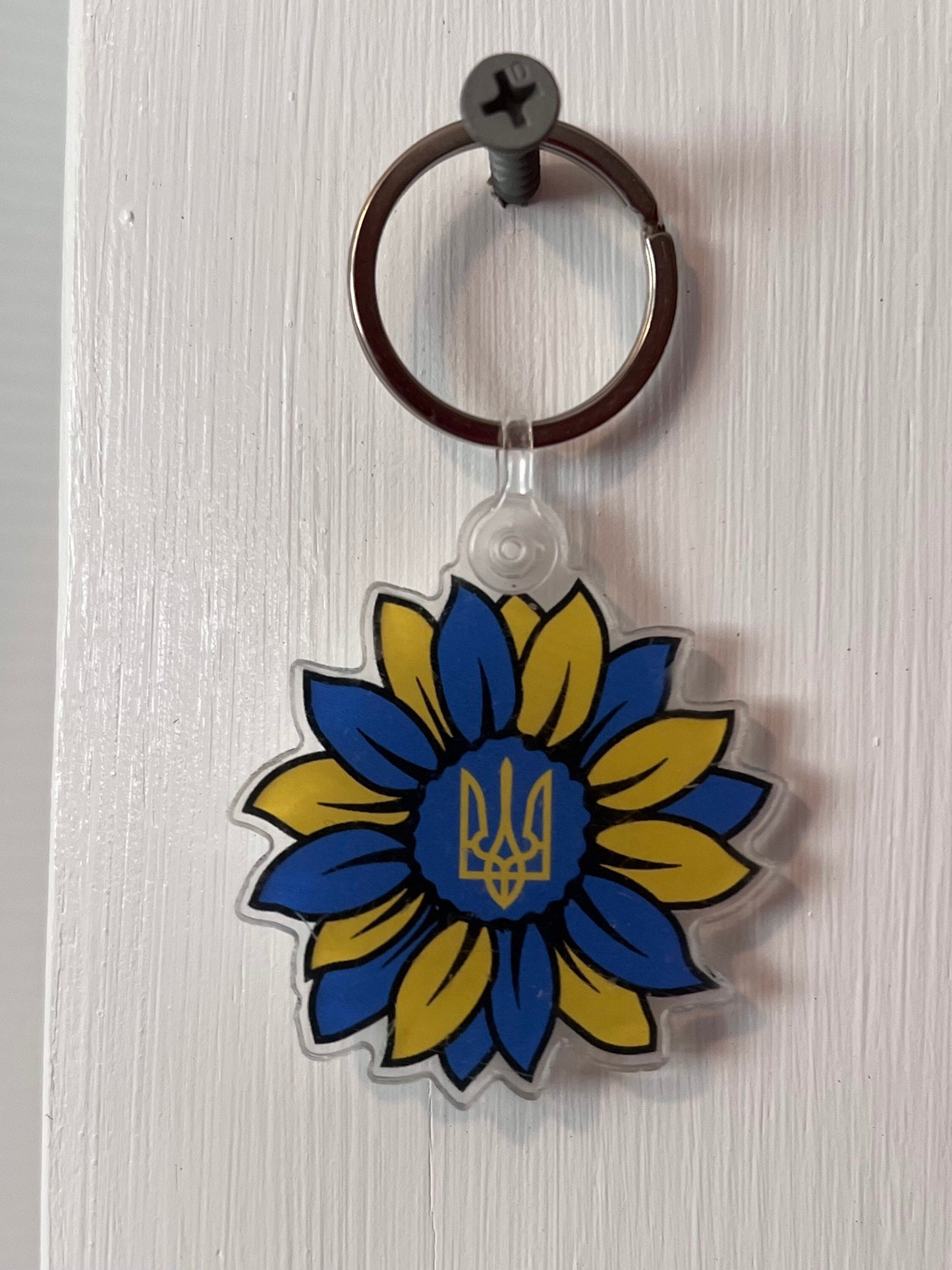 Stand with Ukraine, Plastic Sunflower Keychain