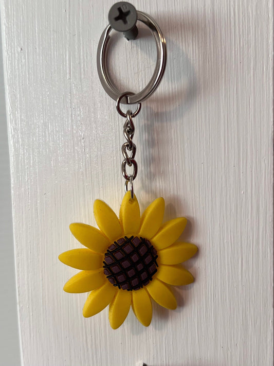 Stand with Ukraine, Rubber Sunflower Keychain