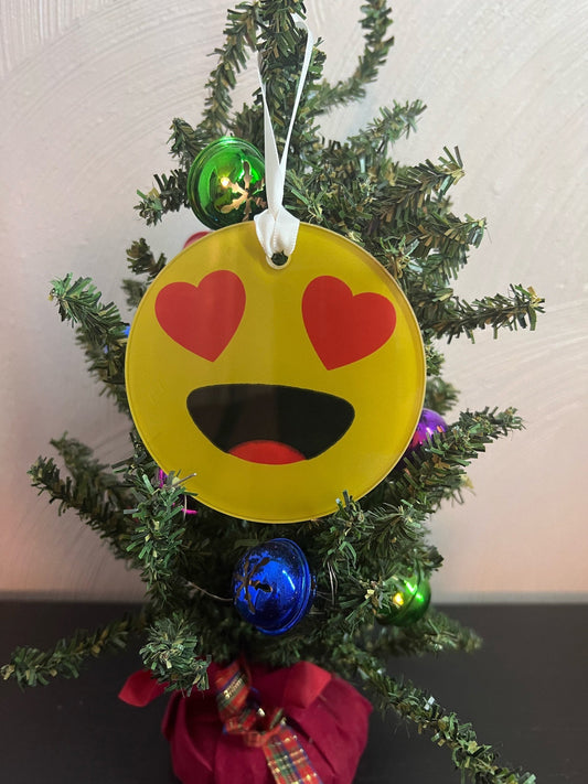 😍 Heart Eyes Emoji Glass Ornament / Suncatcher