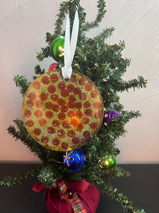 Pepperoni Pizza Glass Ornament / Suncatcher