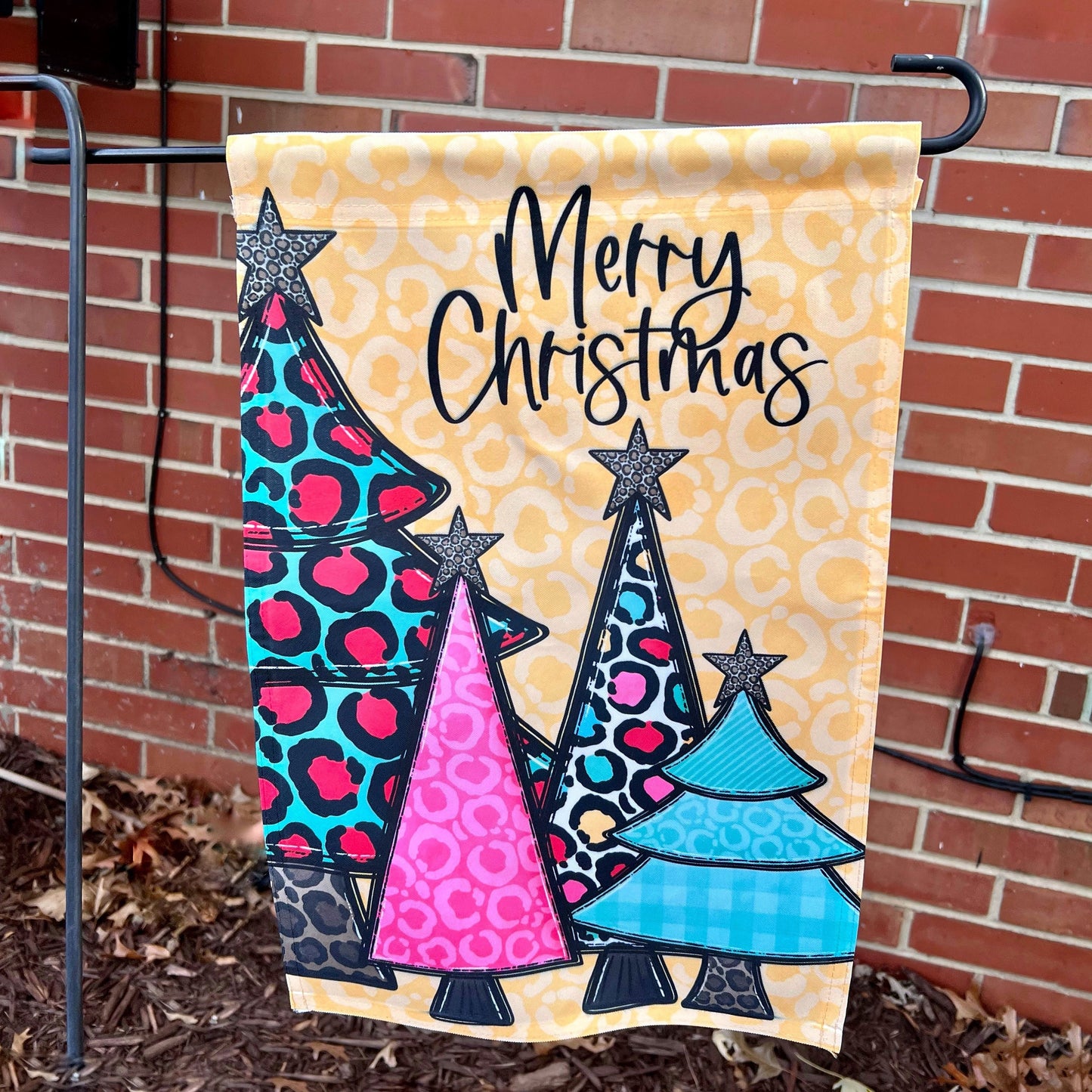 Merry Christmas with Trees. Christmas Garden Flag/Door Hanger