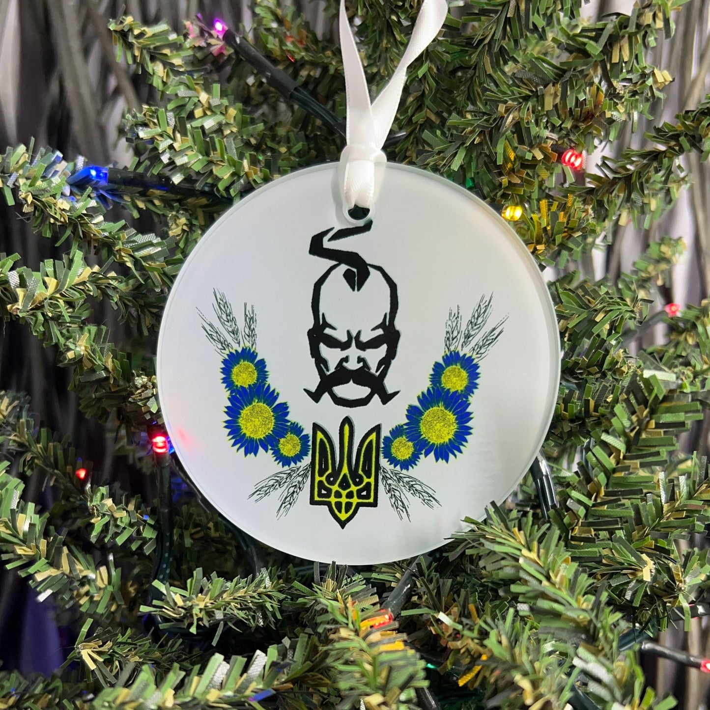 Ukrainian Kozak Glass Ornament / Suncatcher