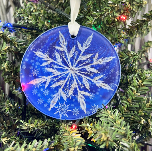 Blue Snowflake Glass Ornament
