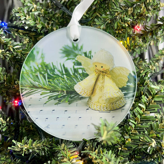 Angel with Sheet Music Glass Ornament