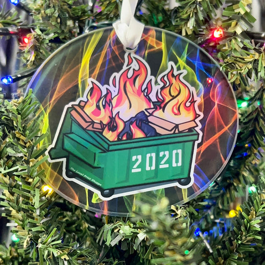 Dumpster Fire 2020 Glass Ornament
