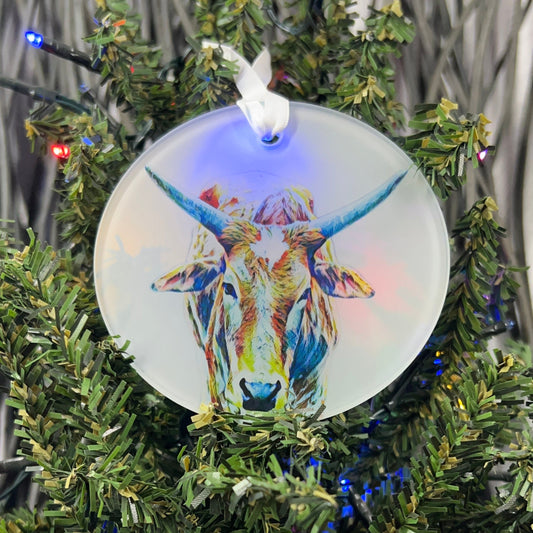 Zebu Cattle Glass Ornament / Suncatcher