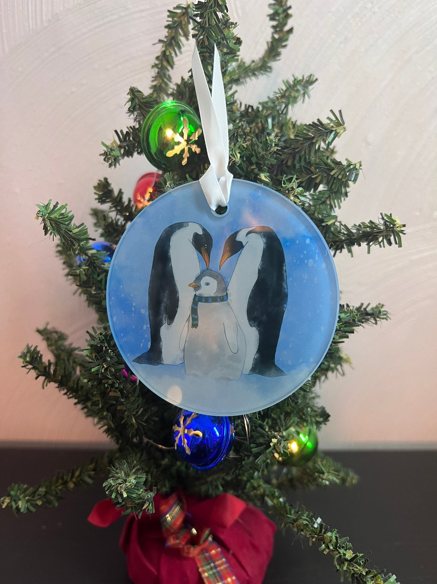 Penguin Family Glass Ornament / Suncatcher