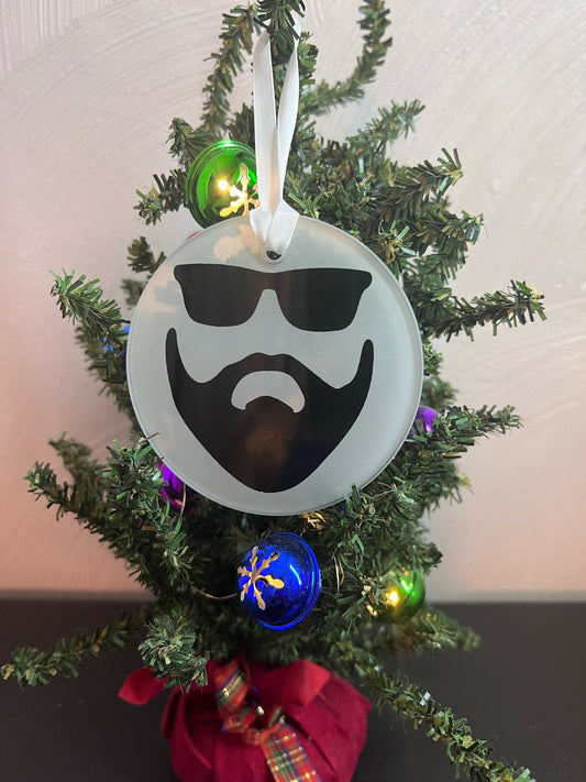 Bearded Man Glass Ornament