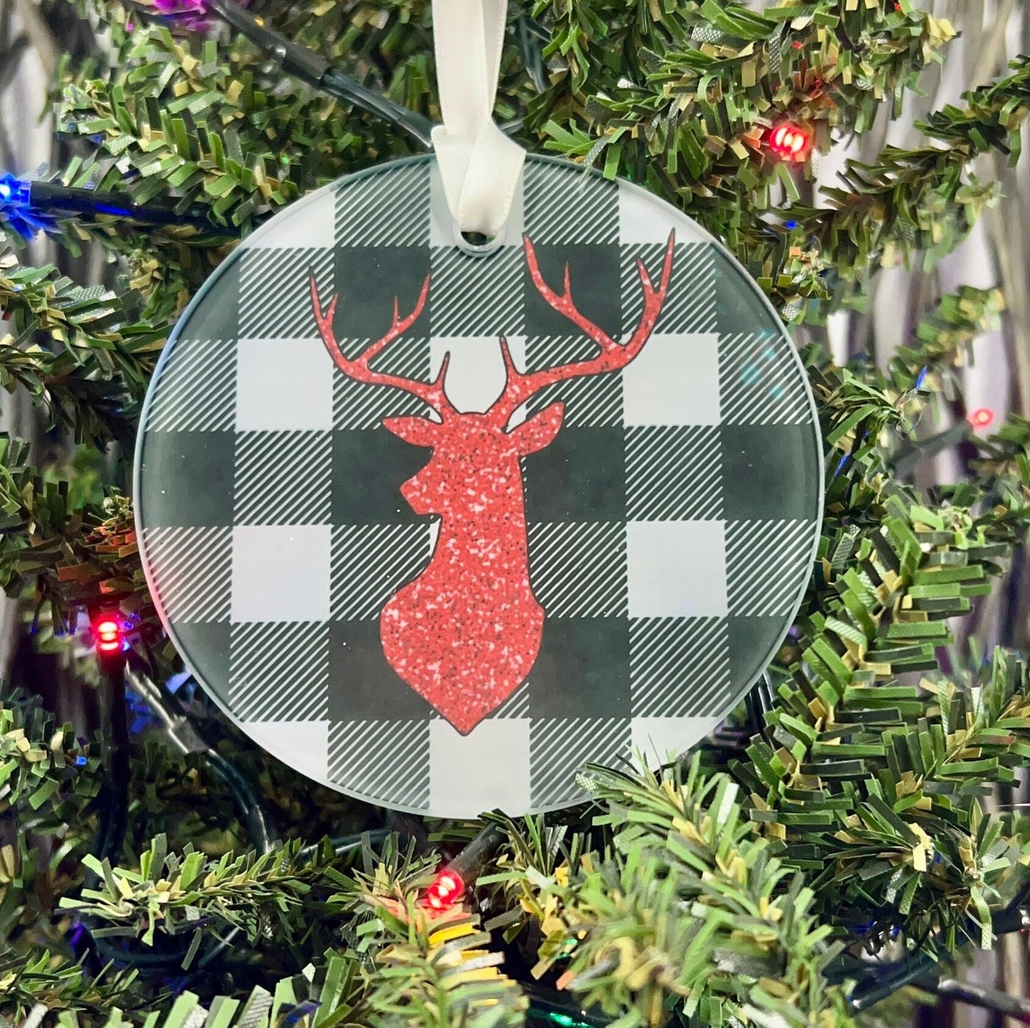 Glittery Deer Glass Ornament / Suncatcher