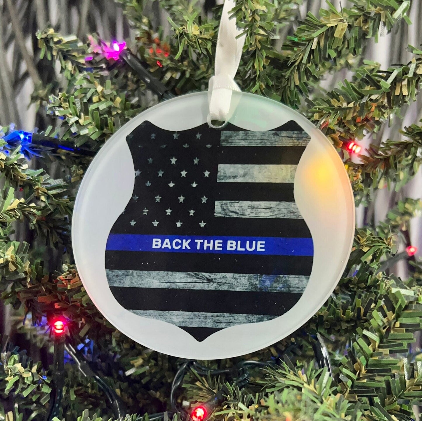 Police Badge Glass Ornament / Suncatcher