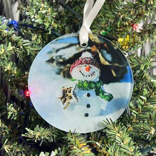 Snowman Glass Ornament / Suncatcher