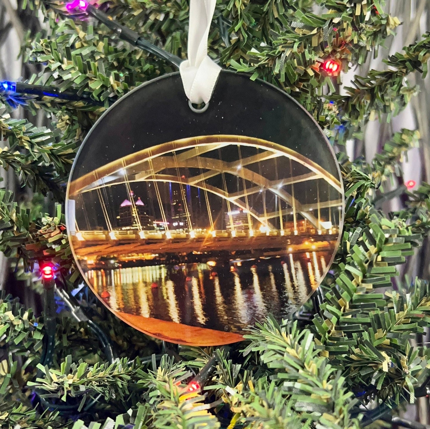 Rochester, NY Freddie Sue Bridge Glass Ornament / Suncatcher