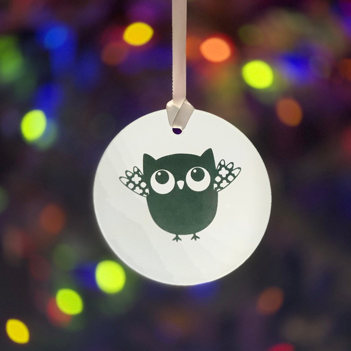 Happy Owl Glass Ornament / Suncatcher
