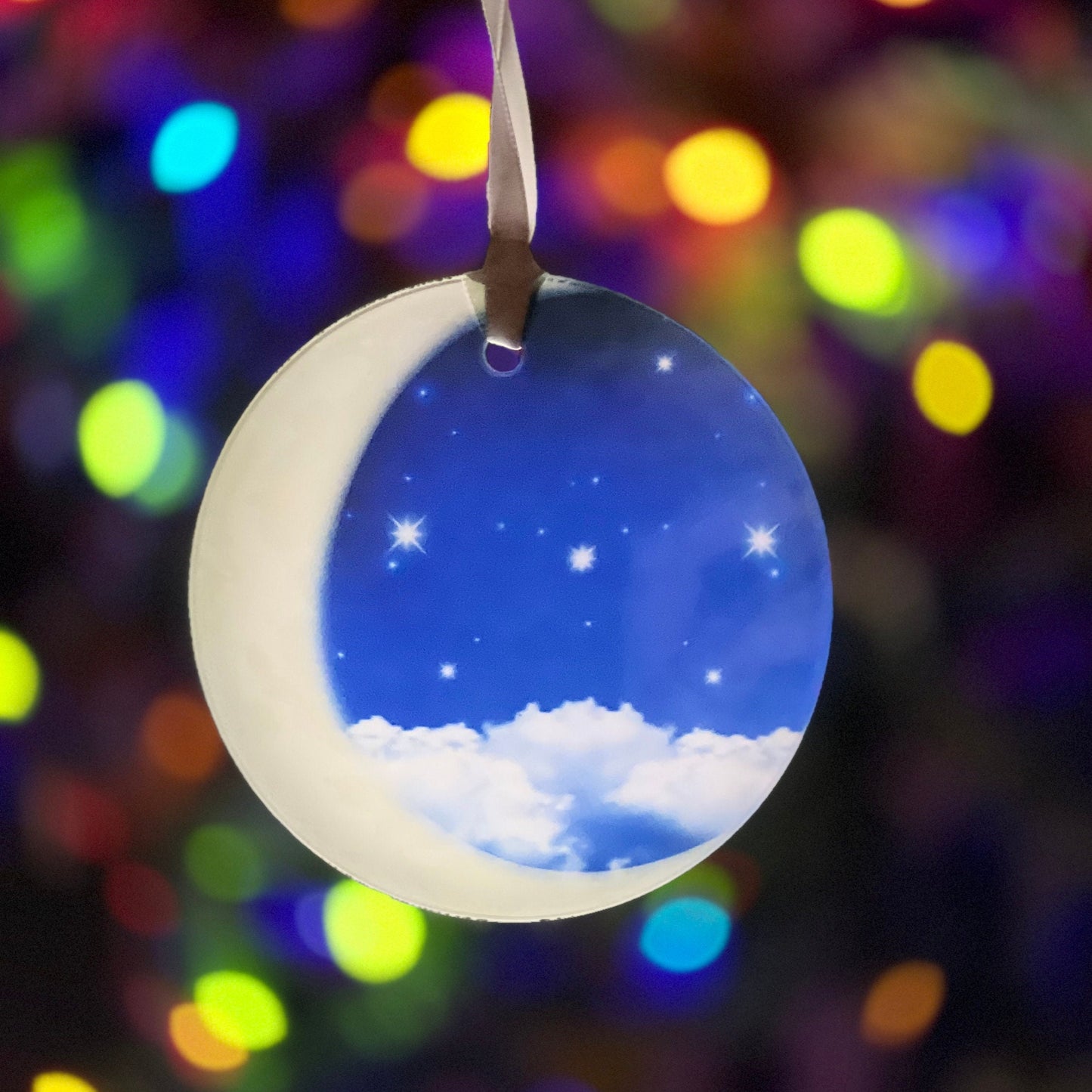 Blue Moon  Glass Ornament
