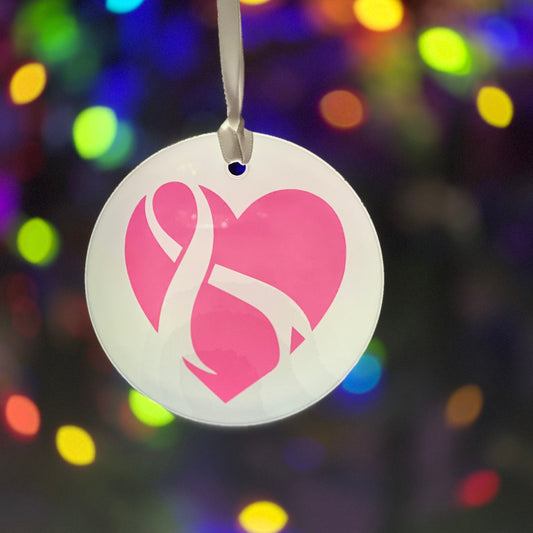 Heart Disease Ribbon Glass Ornament / Suncatcher