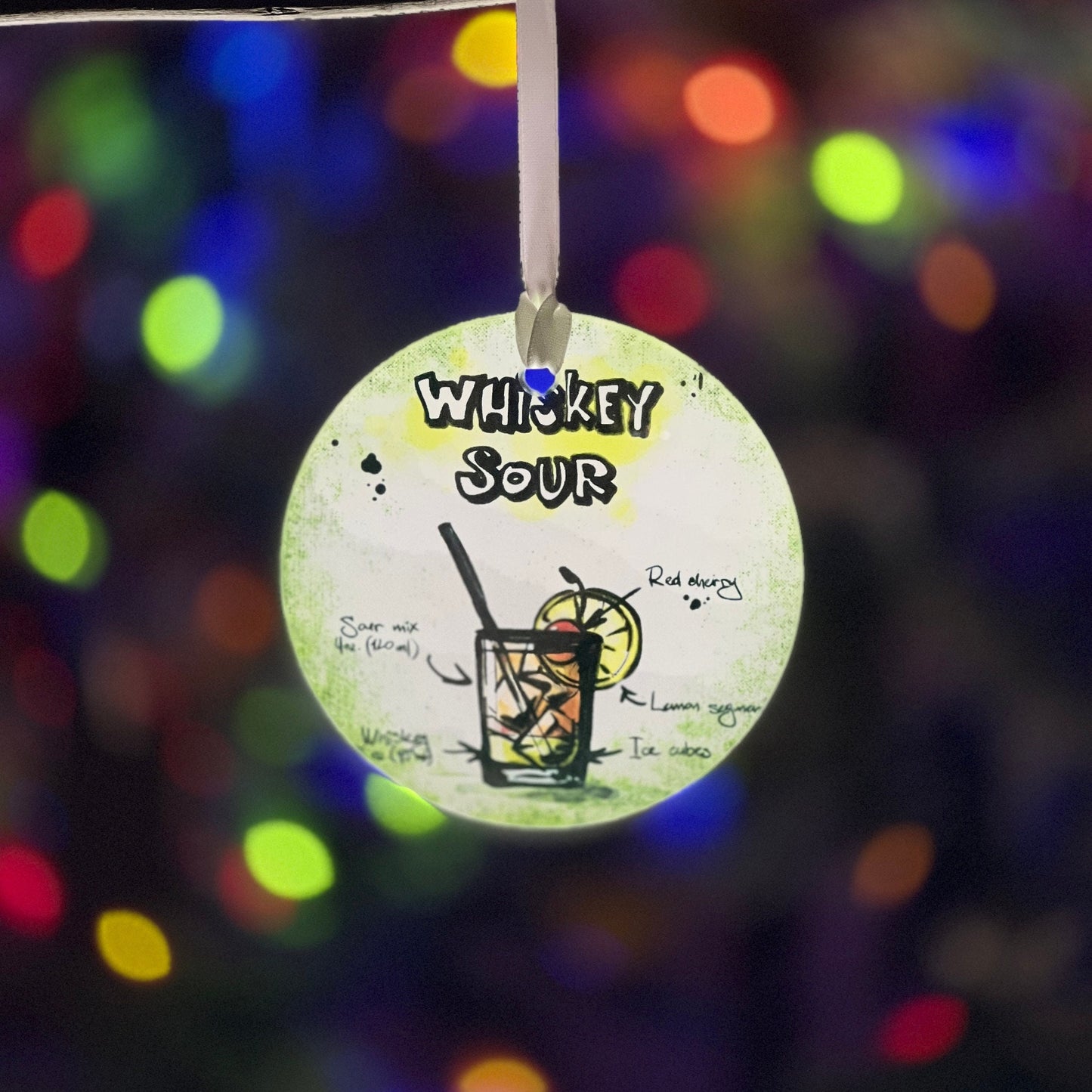 Whiskey Sour Cocktail Glass Ornament / Suncatcher