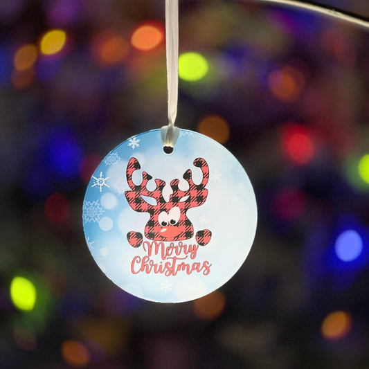 Plaid Moose Glass Ornament / Suncatcher