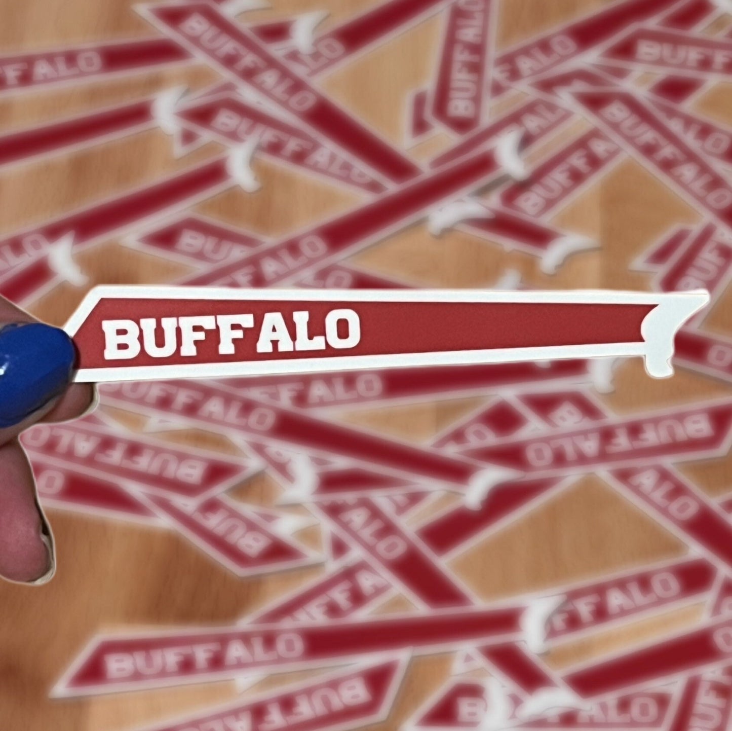 Buffalo Bills Logo Red Strip  - Waterproof Sticker Decal