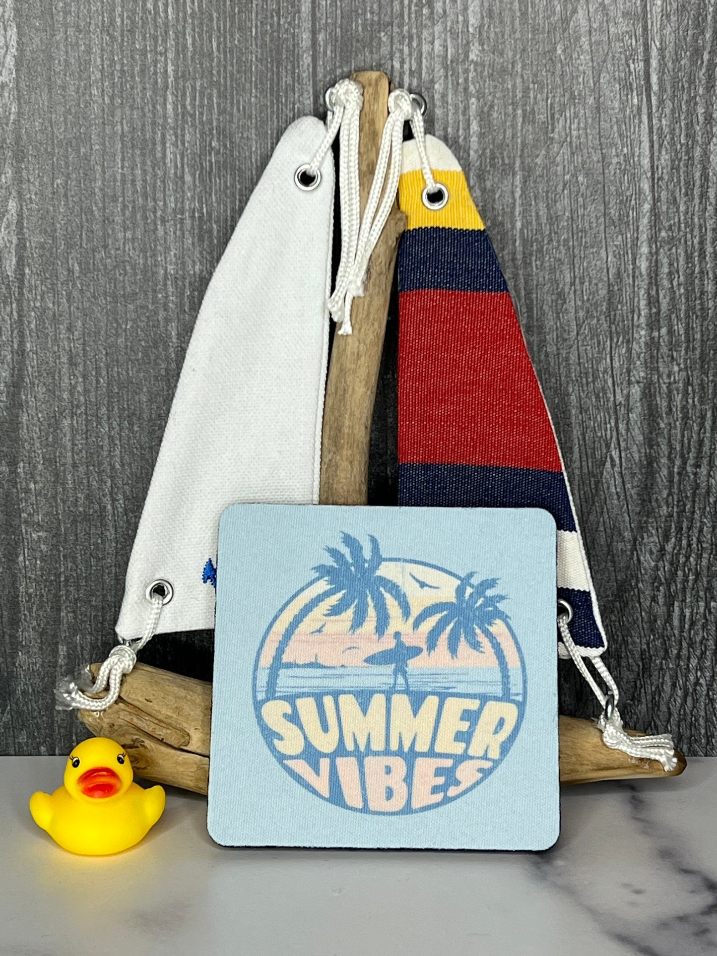 Rubber Coasters - Set of 4 - Summer Vibes Beach Lovers Coasters