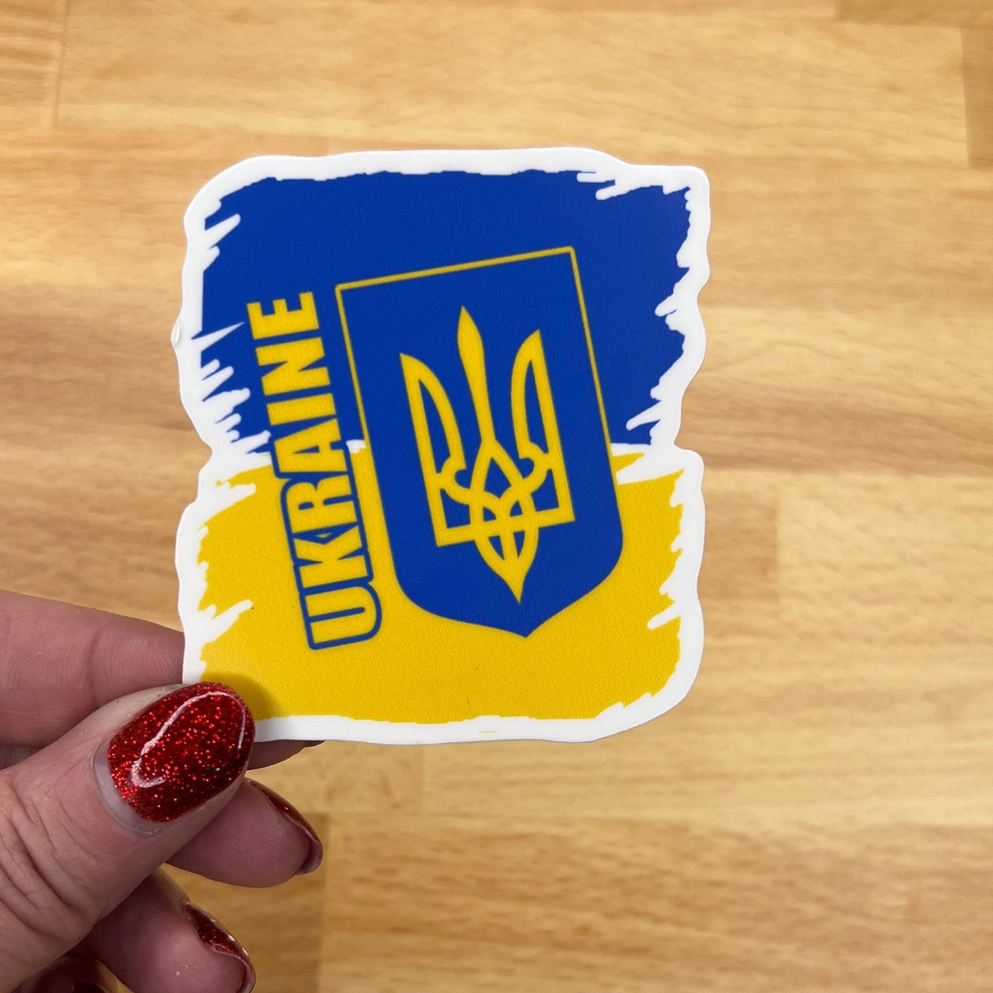 Ukrainian Tryzub Flag - Waterproof Sticker Decal