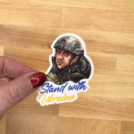 Stand with Ukraine, President Zelensky Sticker Decal