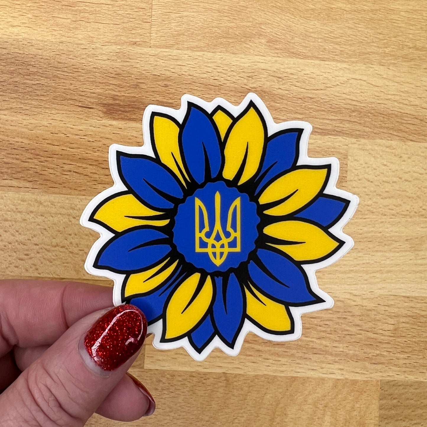 Ukraine sunflower with Tryzub Sticker Decal