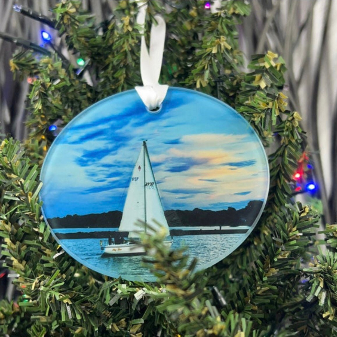 Sailboat, Virginia Beach, VA Glass Ornament / Suncatcher