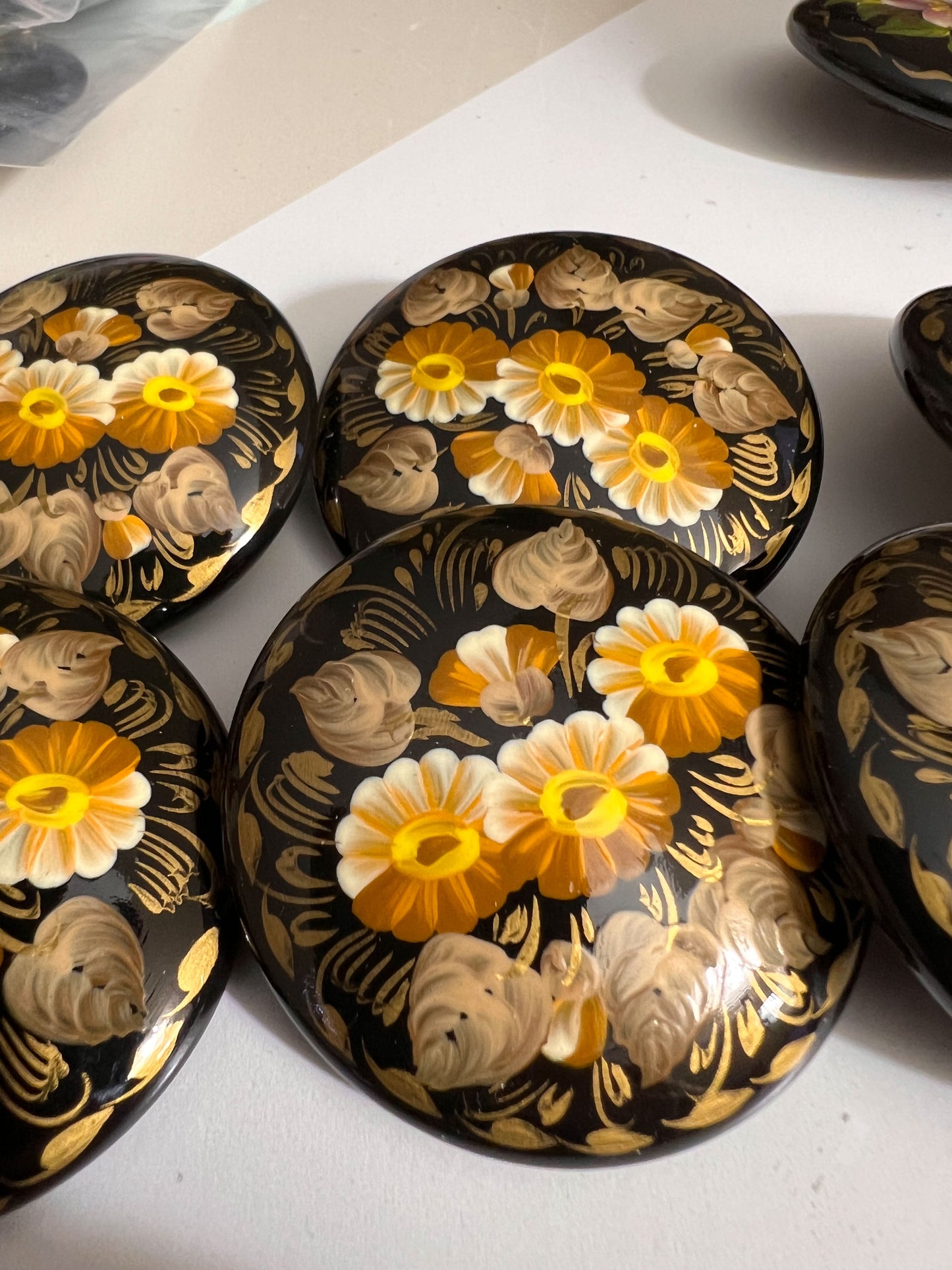 Brooch #05 Gold Flowers Handcrafted in Ukraine